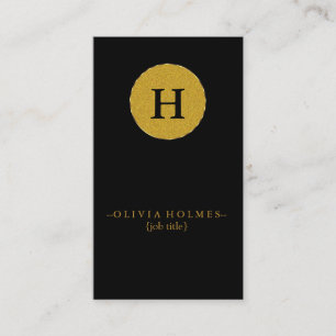 Carte De Visite Feuille d'or noire élégante moderne