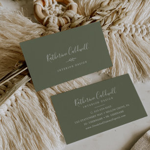Carte De Visite Feuille minimale   Vert foncé