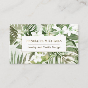 Carte de visite Feuille moderne Green and White Pa