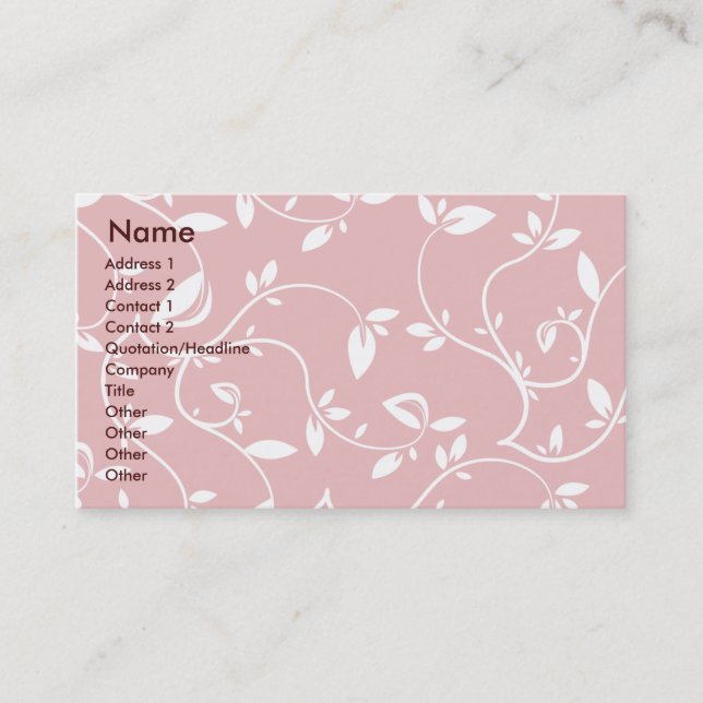 Carte De Visite Feuille rose - affaires (Devant)