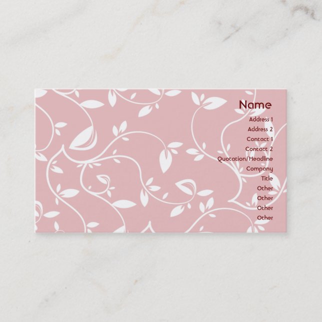Carte De Visite Feuille rose - affaires (Devant)