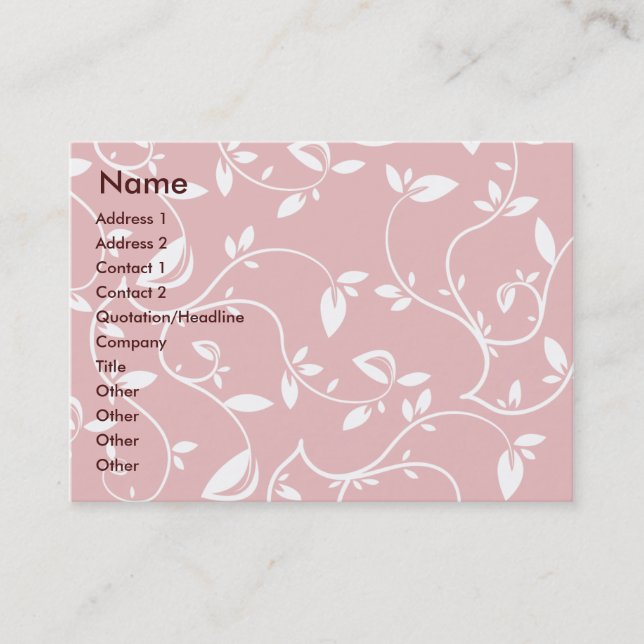 Carte De Visite Feuille rose - potelé (Devant)