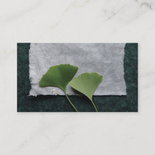 carte de visite feuille vert de ginkgo