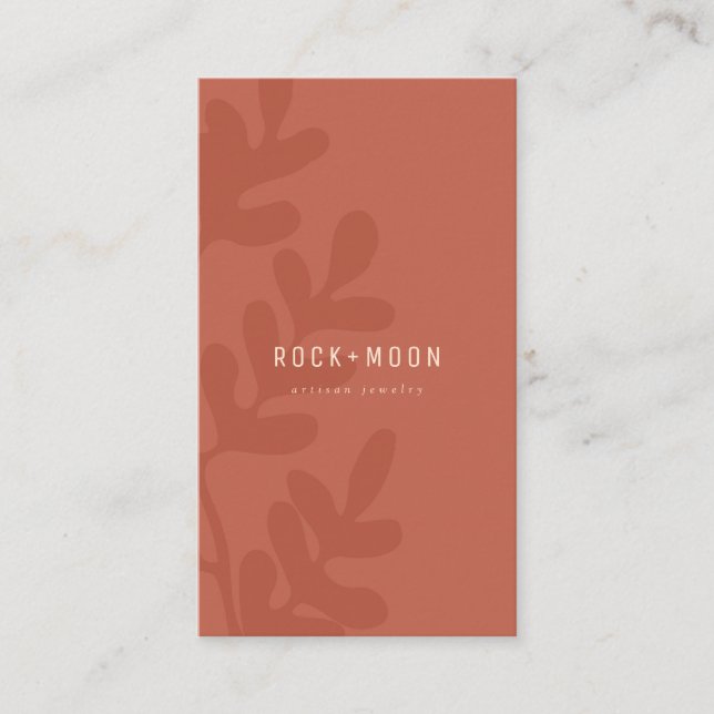 Carte De Visite Feuilles botaniques Brown en terre cuite Abstraite (Devant)