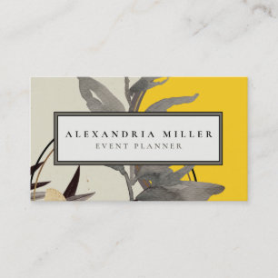 Carte De Visite Feuilles d'aquarelle Abstraits modernes   jaune