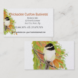 Carte De Visite Feuilles d'automne Chickadee Bird Custom