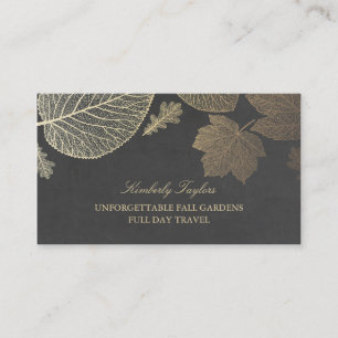 Carte De Visite Feuilles d'automne Gold et Chalkboard Elegant