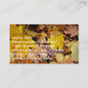 Carte De Visite Feuilles de Érable Tombées Jaune Automne Nature