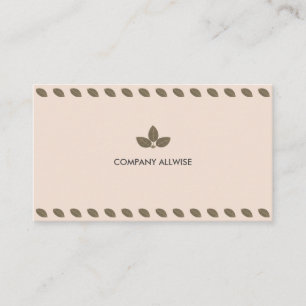 Carte De Visite Feuilles de Laurier Élégantes sur Fond Beige