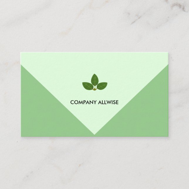 Carte De Visite Feuilles de Laurier Élégantes sur Fond Vert Clair (Devant)