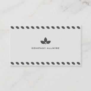 Carte De Visite Feuilles de Laurier Gris Élégant sur Fond Argent