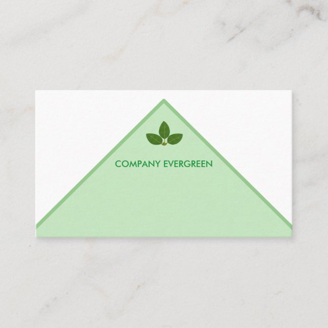 Carte De Visite Feuilles de Laurier Modernes sur Fond Vert et Blan (Devant)