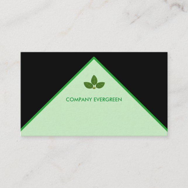 Carte De Visite Feuilles de Laurier Modernes sur Vert et Noir (Devant)