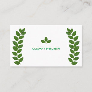 Carte De Visite Feuilles de Laurier Vert Moderne sur Fond Blanc