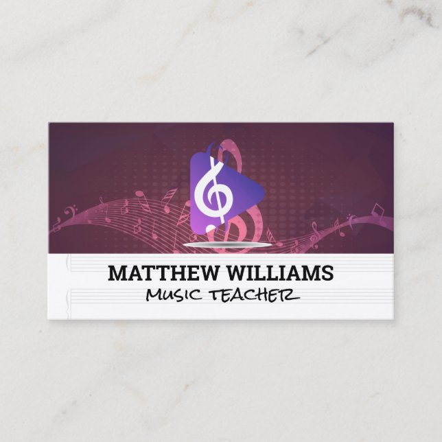 Carte De Visite Feuilles de musique musicales | Interprètes | Son (Devant)