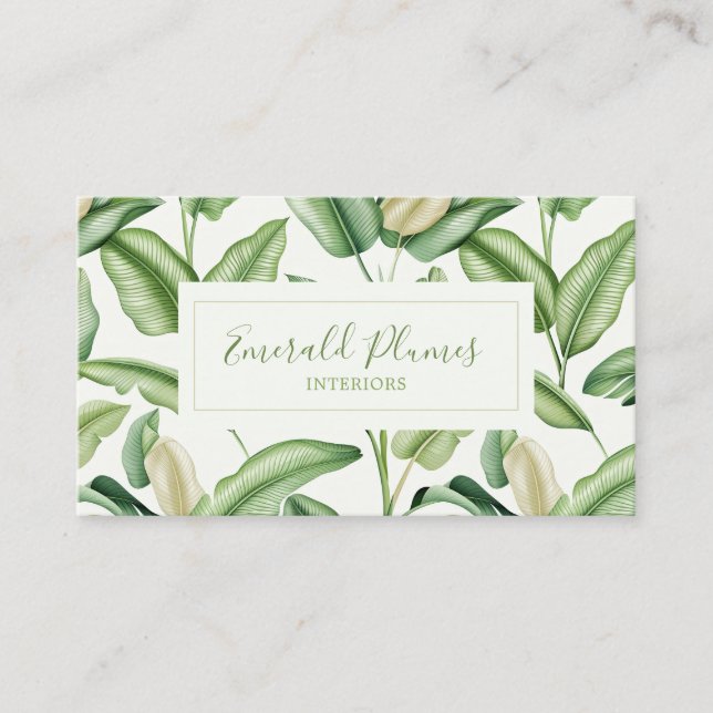 Carte De Visite Feuilles d'oiseau de paradis aquarelle  (Devant)