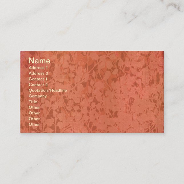 Carte De Visite Feuilles Roses d'impression rouille (Devant)