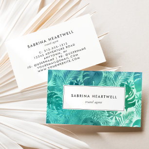 Carte De Visite Feuilles tropicales de Monstera Bleu sarcelle