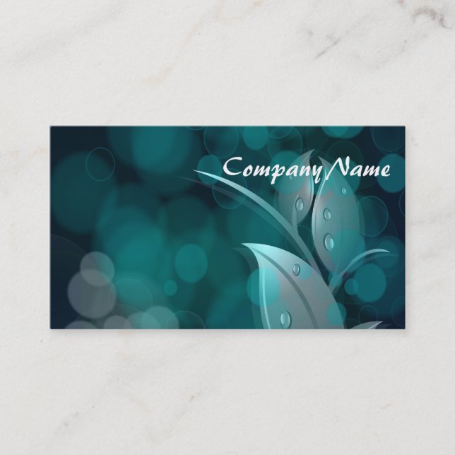 Carte De Visite Feuilles turquoise Bokeh (Devant)