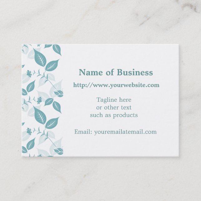 Carte De Visite Feuilles turquoises (Devant)