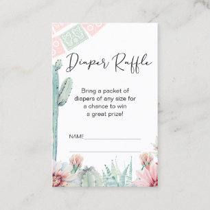 Carte De Visite Feuilleton rose Cactus Fiesta Thème Diaper Raffin 