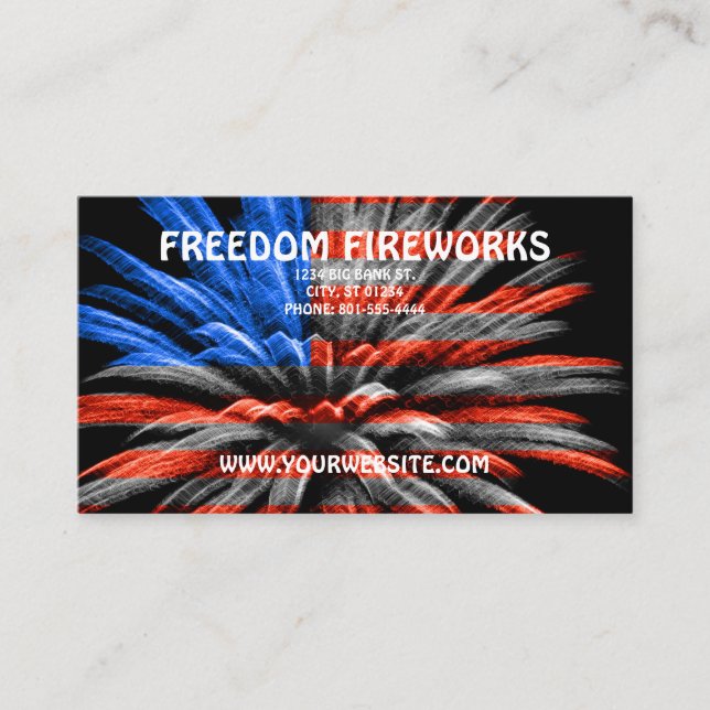 Carte De Visite Feux d'artifice de drapeau des USA (Devant)