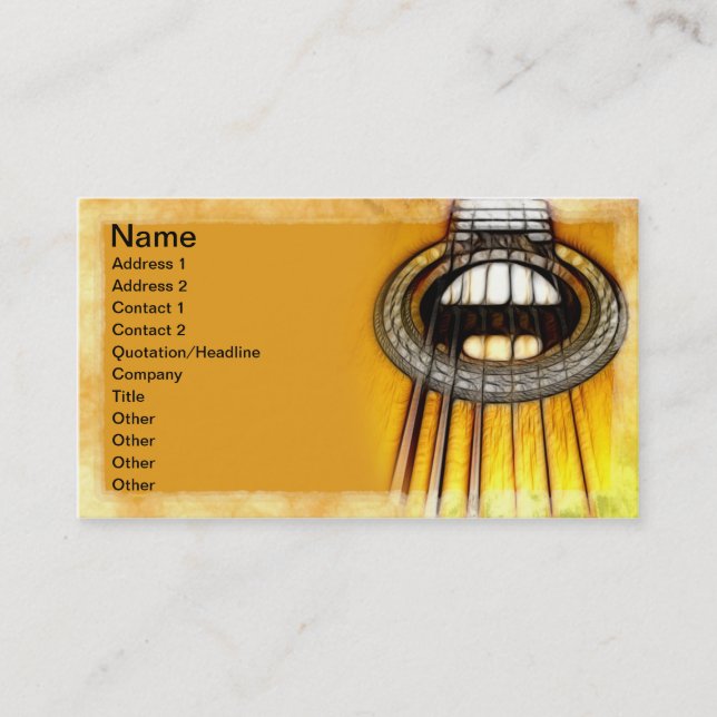 Carte De Visite Ficelles de guitare acoustique (Devant)