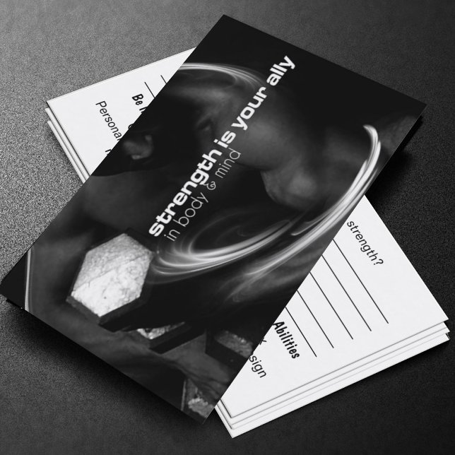 Carte De Visite Fiche d'entraînement de force (Strength is your ally in body and mind coaching cards)
