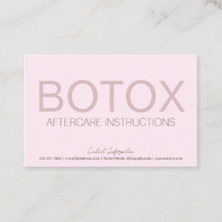 Carte De Visite Fiche d'instructions de remplissage Botox rose