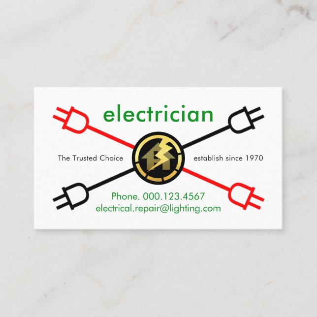 Carte De Visite Fiches électriques à croisement Service électrique (Devant)