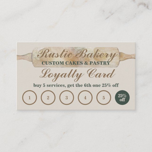 Carte De Visite Fidélité Boulangerie Florale Rustique Achetez cinq (Devant)