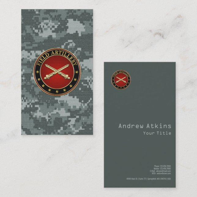 Carte De Visite Field Artillery Branch Insignia Special Edition (Devant / Derrière)