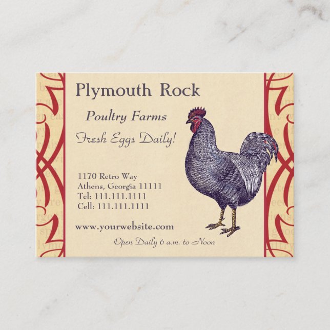 Carte De Visite Fière Plymouth Rock Rooster ferme de volaille (Devant)