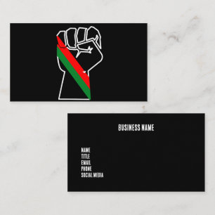 Carte De Visite fierté noire drapeau rouge vert poing panafricain