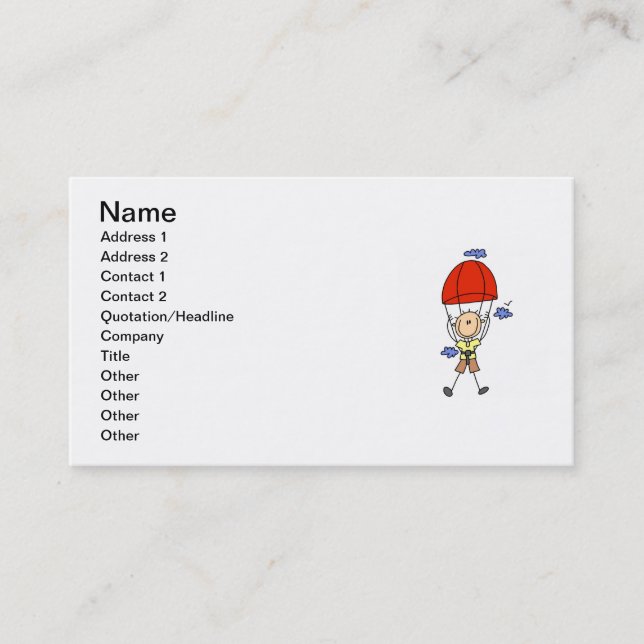 Carte De Visite Figure de stickman en parachute (Devant)