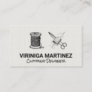 Carte De Visite Fil Aiguille Feuilles en tissu et agrafage