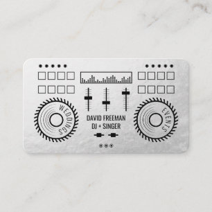 Carte De Visite Fil argent de luxe moderne noir dj musique tourne-
