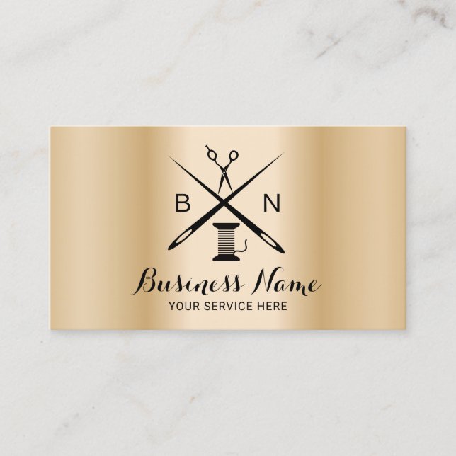 Carte De Visite Filet et aiguilles Seamstress Couture Or moderne (Devant)