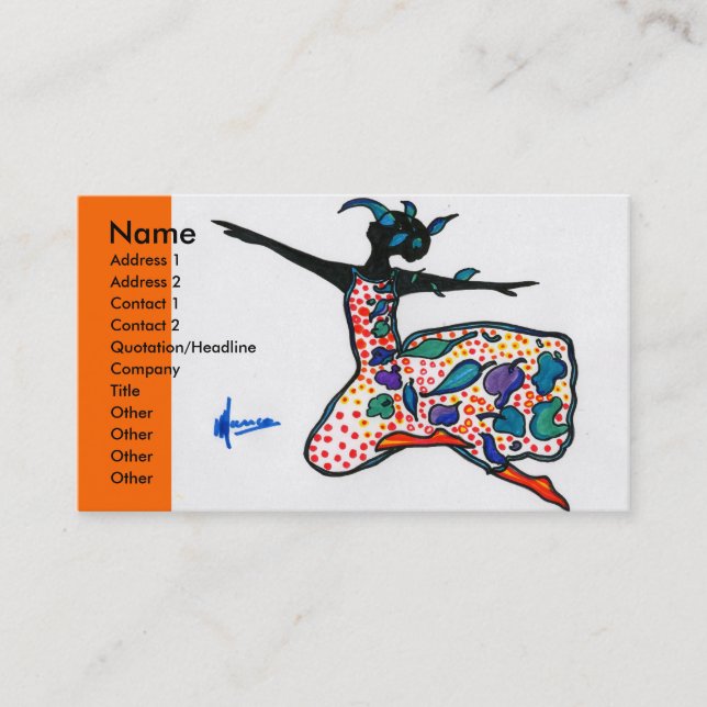 Carte De Visite Fille à robe florale peinte couleur aquarelle (Devant)