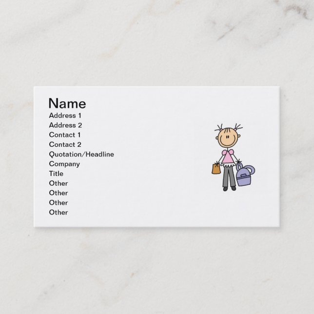 Carte De Visite Fille avec cartable (Devant)