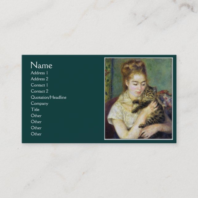 Carte De Visite Fille avec chat de Renoir (Devant)