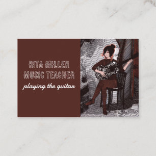 Carte De Visite Fille avec guitare