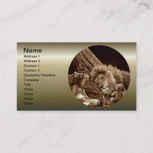 Carte De Visite Fille avec Lion et ours en peluche