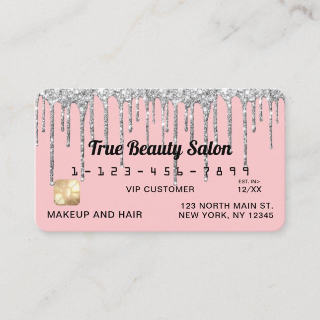 Carte De Visite Fille Blush rose argent Parties scintillant Driver (Devant)