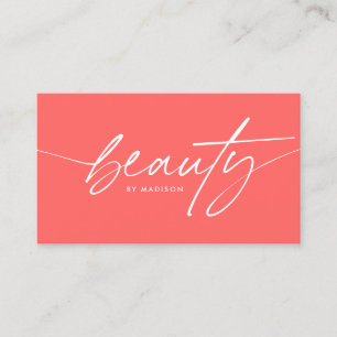 Carte De Visite Fille branchée Coral Beauty Maquillage Artiste Scr