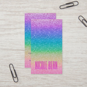 Carte De Visite Fille Chic Paillettes Arc-en-ciel Glamour