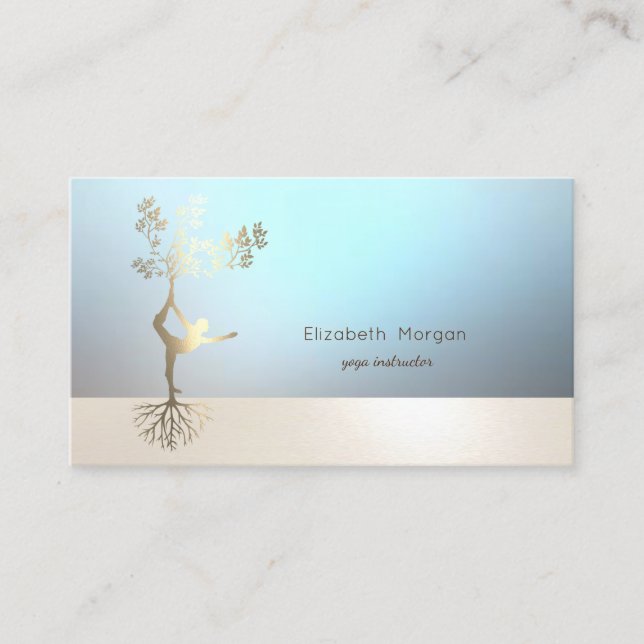 Carte De Visite Fille de l'Arbre Silhouette Bleue Lumineuse Profes (Devant)