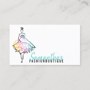 Carte De Visite Fille de mode boutique robe esquisse noir