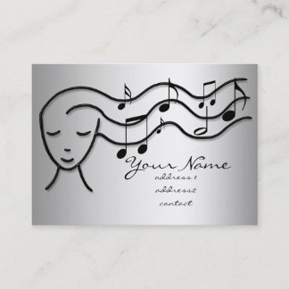 Carte De Visite fille de musique à effet argent