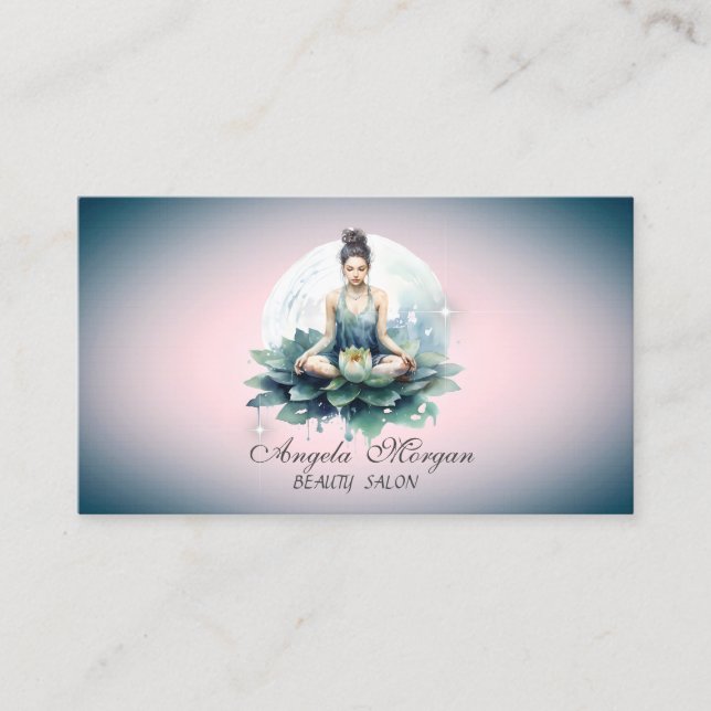 Carte De Visite Fille de yoga fleur de lotus professionnelle (Devant)